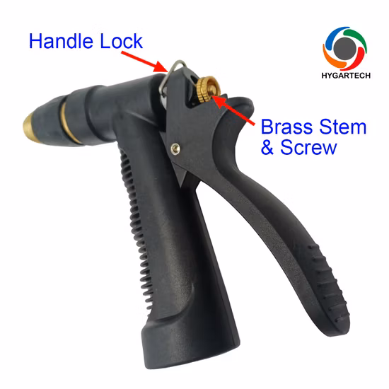 Metal Garden Hose Nozzle Black Gun W/ Rear Trigger Control